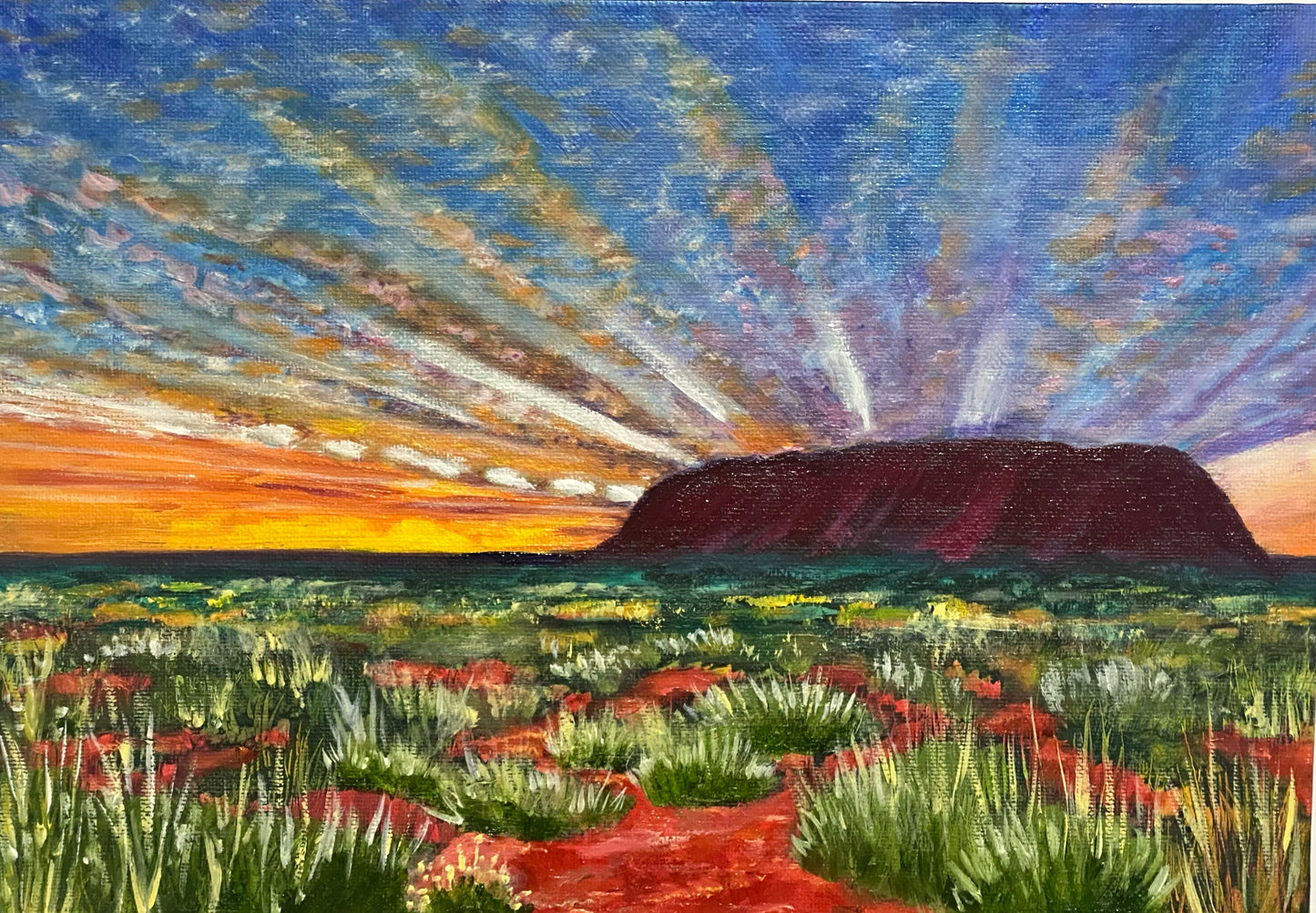 "Uluru at Sunset" Oil on Board - 21cm x 29.7cm / A4 (unframed)