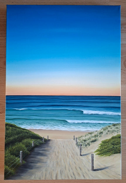 Shelly Beach Walk — original oil painting by Felicity Bates