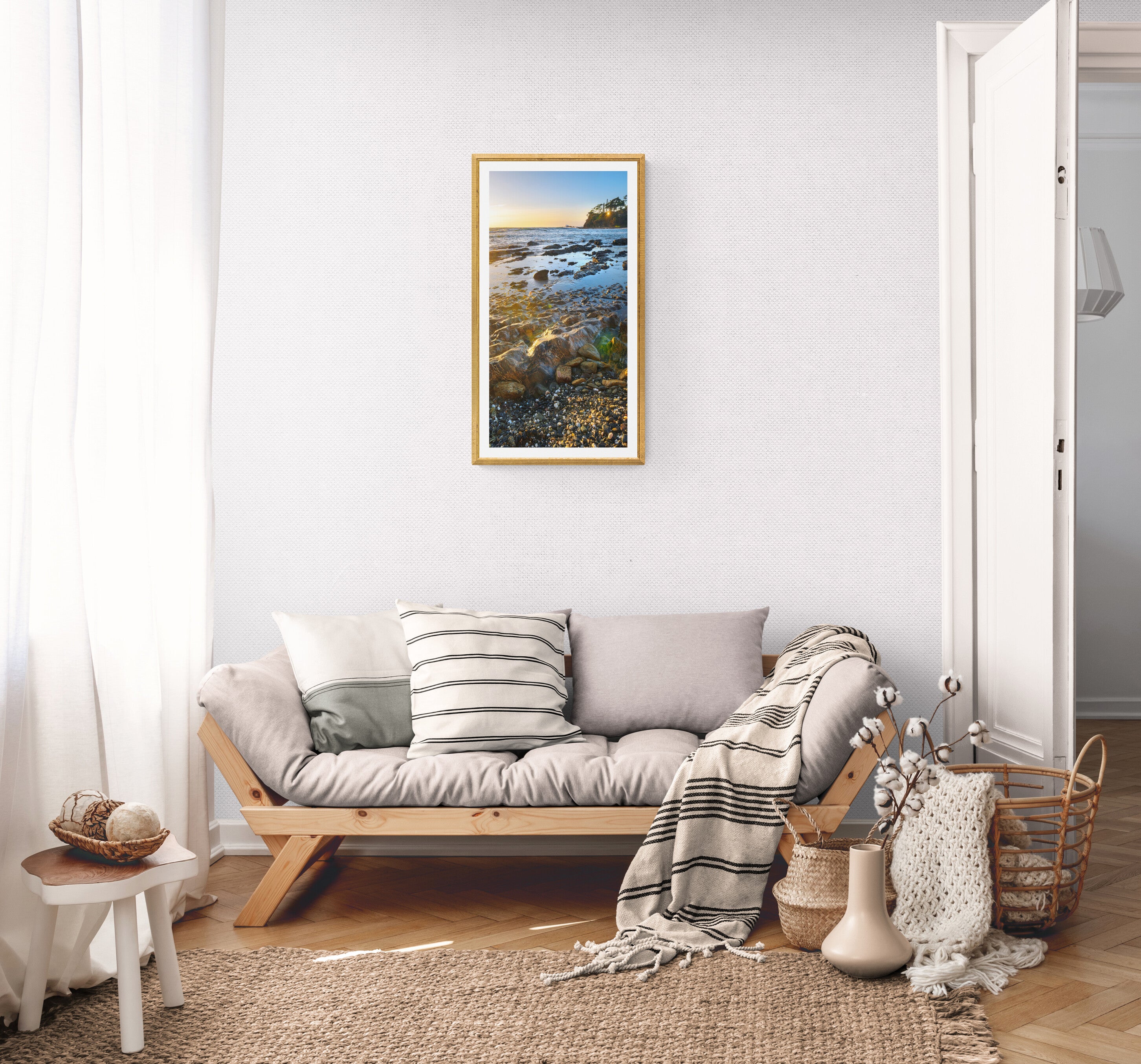 Sunrise Glow on Pebbles