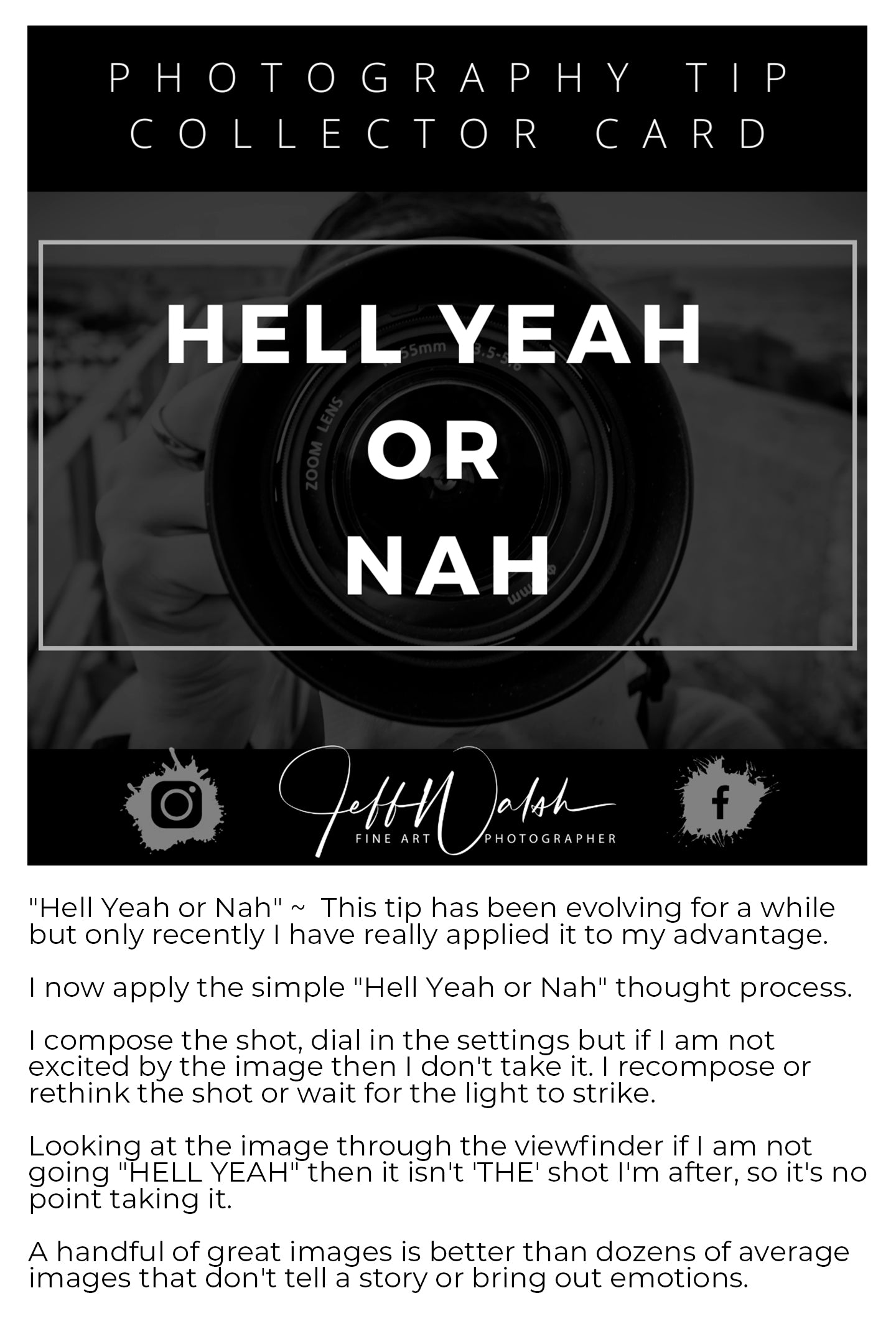 Photography Tip Collector Cards