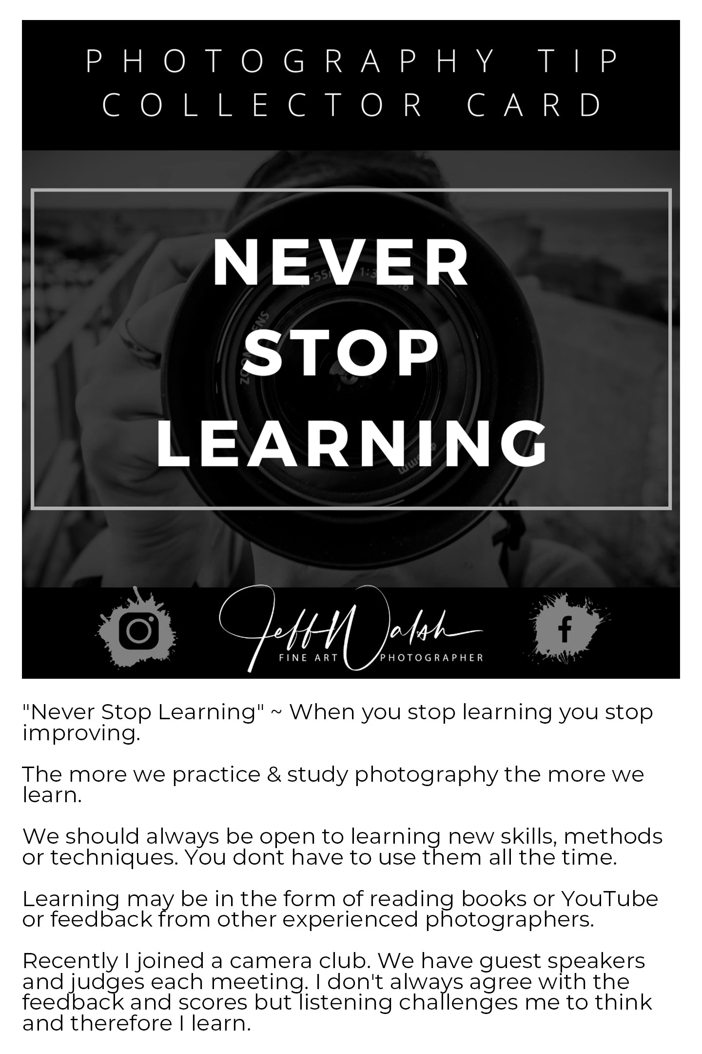 Photography Tip Collector Cards