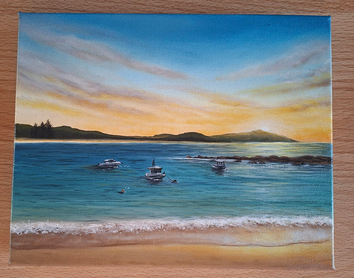 Terrigal Havens Boats — original oil painting by Felicity Bates