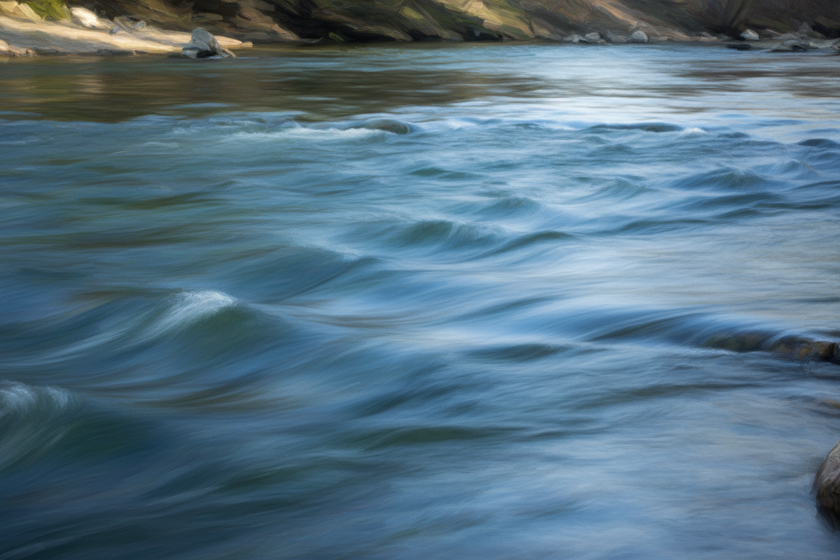 abstract painterly slow shutter flowing river horizontal banner