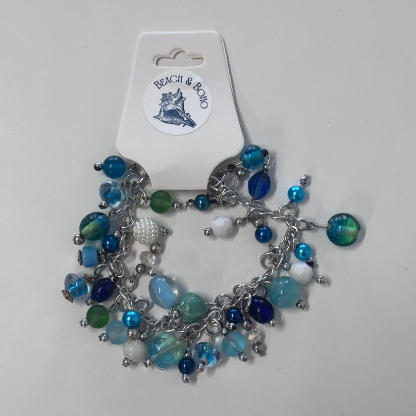 Beach & Boho Bracelet — Silver Chain & Blue