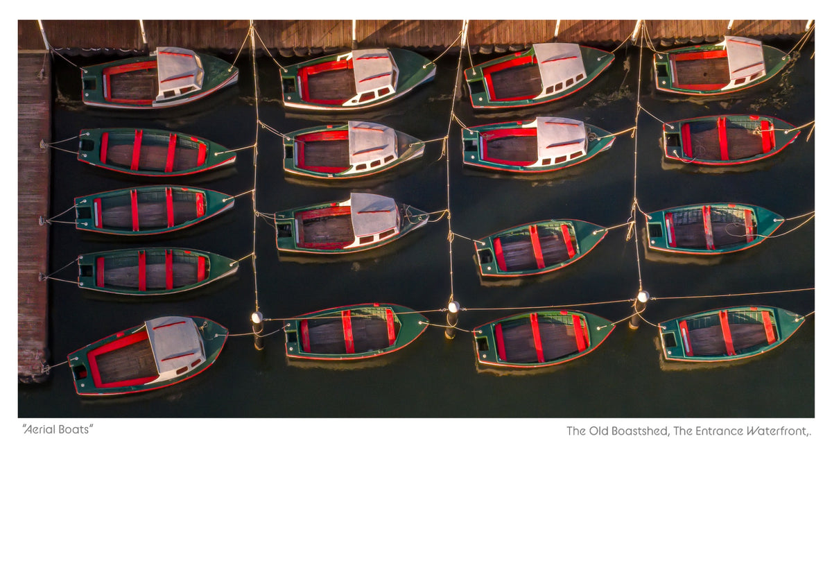 Aerial Boats — photograph by Jeff Walsh Photographer, supplied for the 2027 Central Coast Calendar