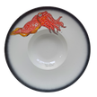 Ceramic plate with a giant cuttlefish design and a black rim