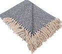 Herringbone Cotton Throw — Slate Blue
