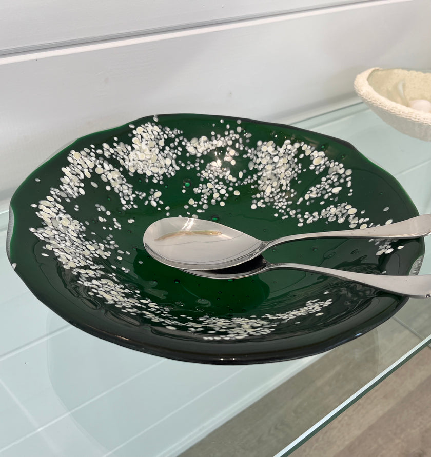 Cherie Platen glass artwork — Emerald Salad Bowl