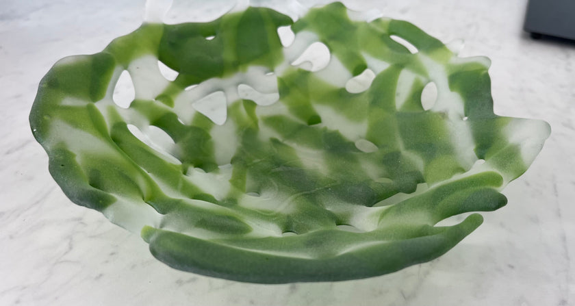 Cherie Platen glass artwork — Coral Bowl Green