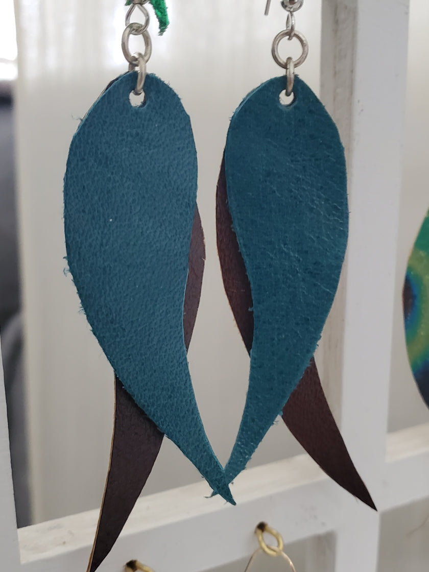 Medium two-piece sterling silver Eucalypt earrings