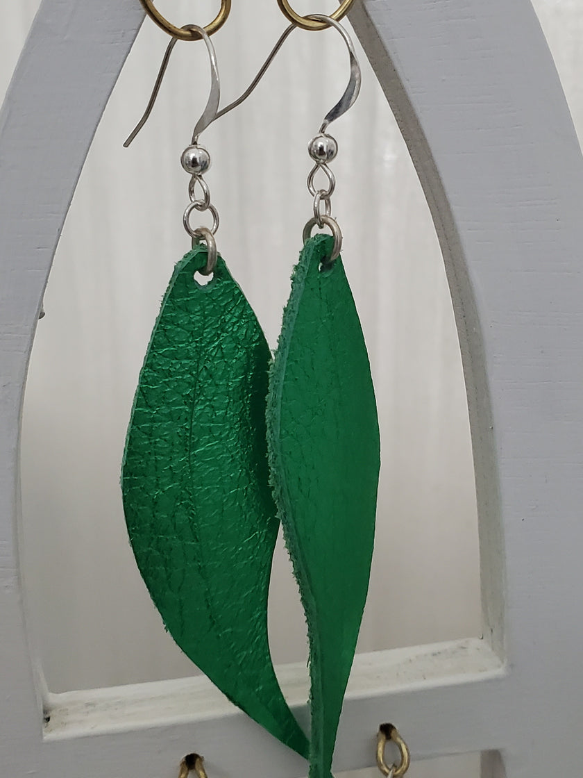 Medium one-piece sterling silver Eucalypt earrings