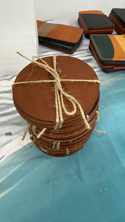 Crown and Anchor Leather coasters
