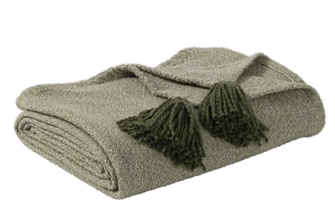 Woven Cotton Throw — Sage Green