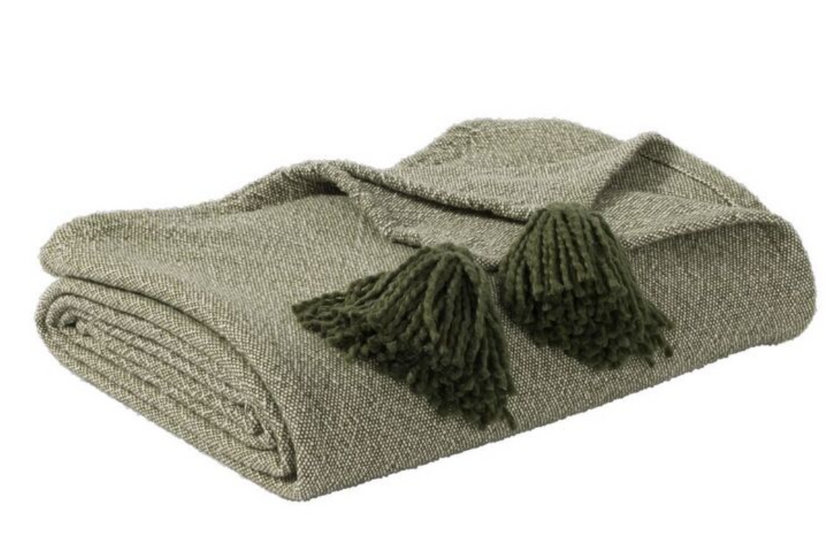Woven Cotton Throw — Sage Green