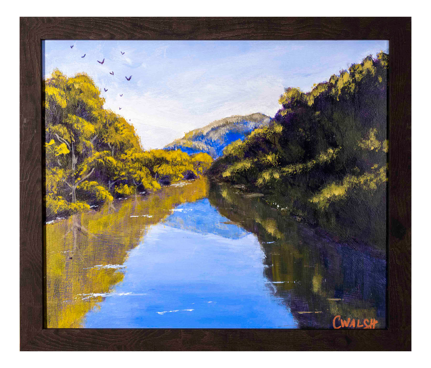 "Macdonald River Glow" Acrylic on Board - 28cm x 33cm (framed)